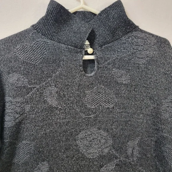 Vintage Huntington Ridge Floral Rose Knit Sweater Button Neck Pearl Detail Gray - Picture 16 of 16